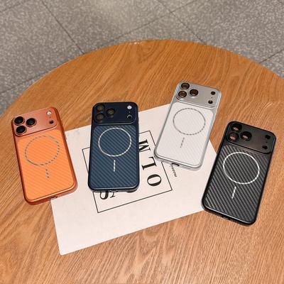 iPhone 17 Pro Max Carbon Fiber Magnetic Frosted Protective Case with Corning Instant Change