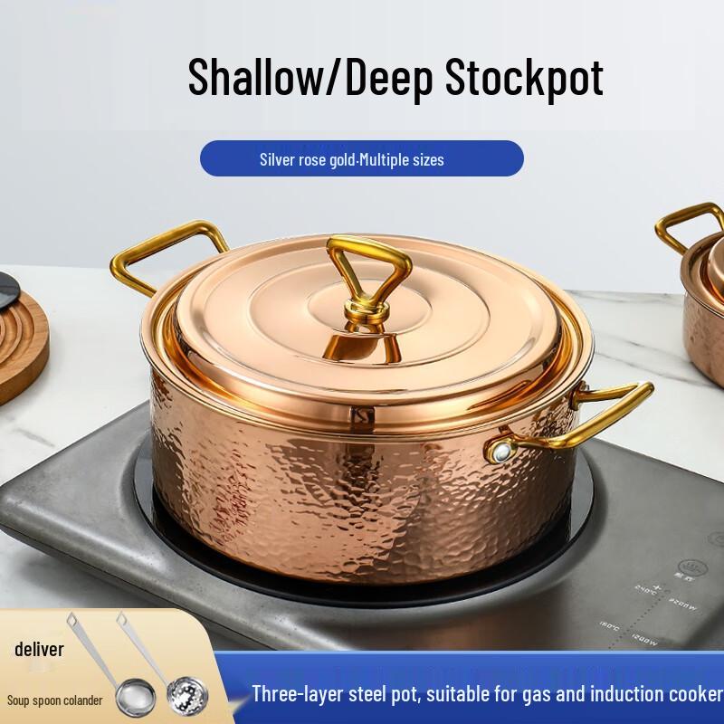 Jingqingfu 201 Stainless Steel Hammered Stockpot
