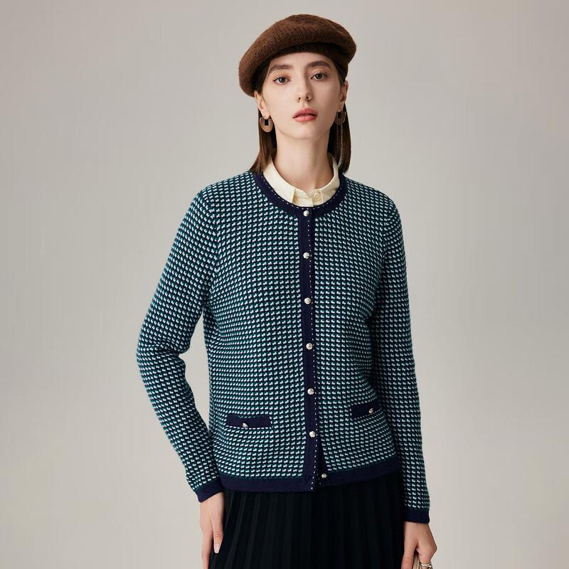 Zhaojun Women's Jacquard Wool Cardigan Sweater