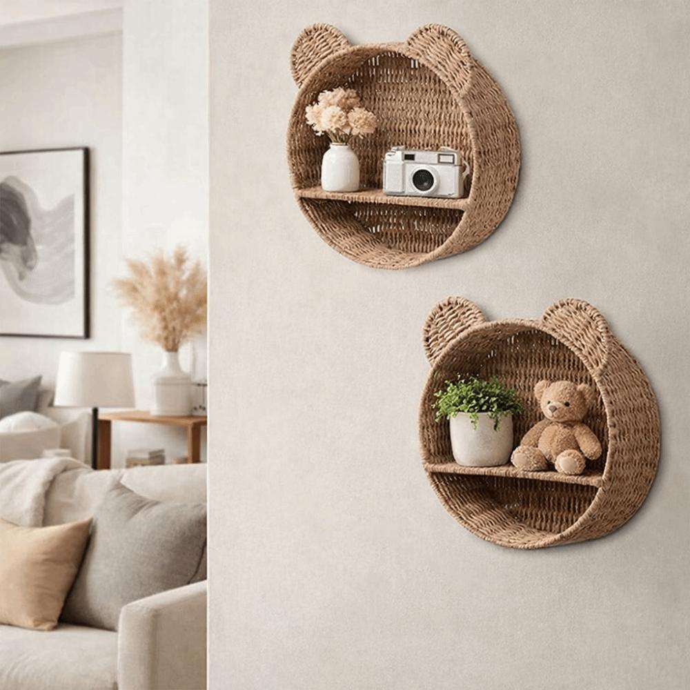 Handmade Imitation Rattan Storage Rack Cute Hanging Storage Basket  Kitchen