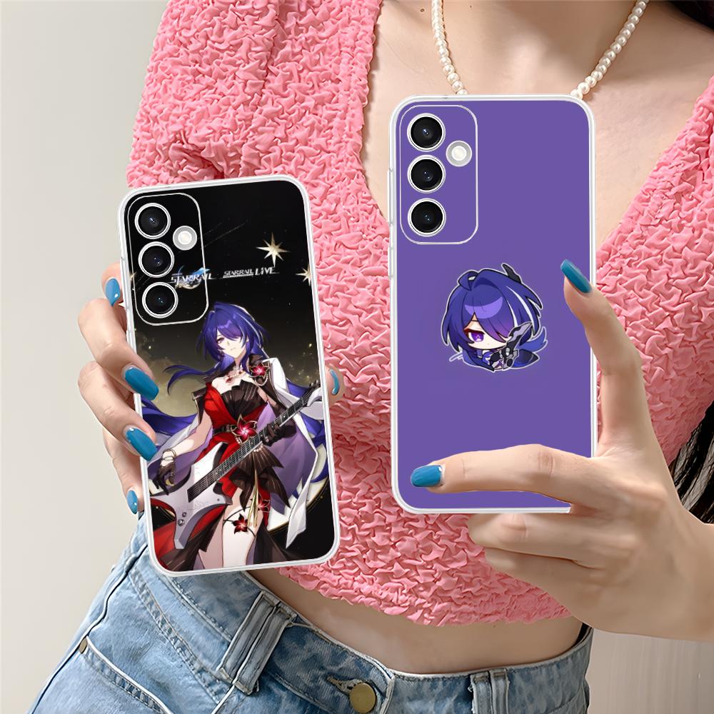 HSR Acheron Clear Mobile Phone Case for Samsung Galaxy S25 S24 S23 S22 S21Plus FE Ultra Colorful Cover