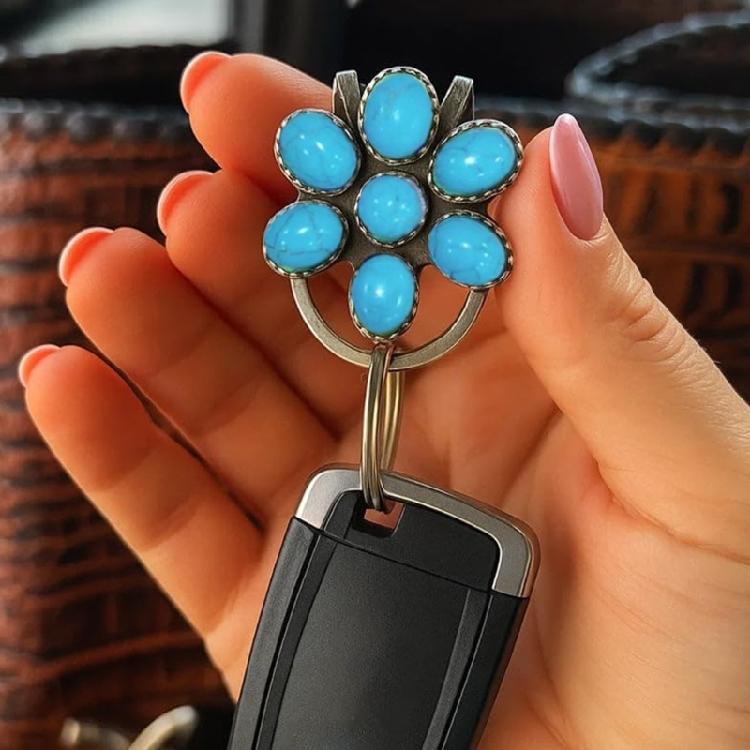 Giftable Floral Key Clip Keychain Women Bohemian Bag Charm Sturdy Keyring Purse Accessory Hanging Decoration