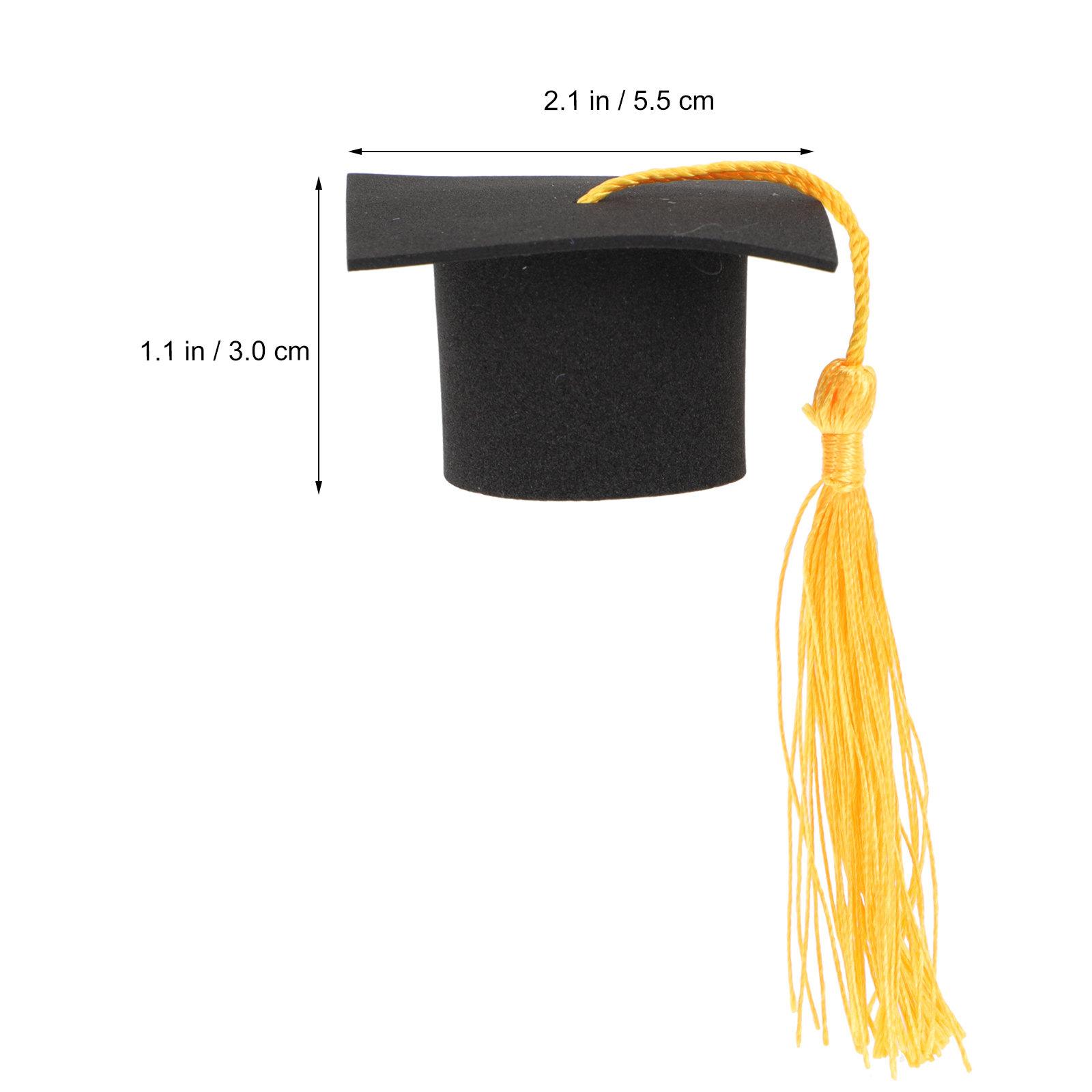 10pcs Mini Graduation Cap Small Grad Hat wine Bottle Cap Cake Topper Mini Doctoral Cap Cupcake Topper 2026 Graduation Party deco жёлтый