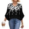 Blouses For Women Dressy Casual 3/4 Length Sleeve Womens Tops V Neck Tshirts Shirts With Flared Sleeve