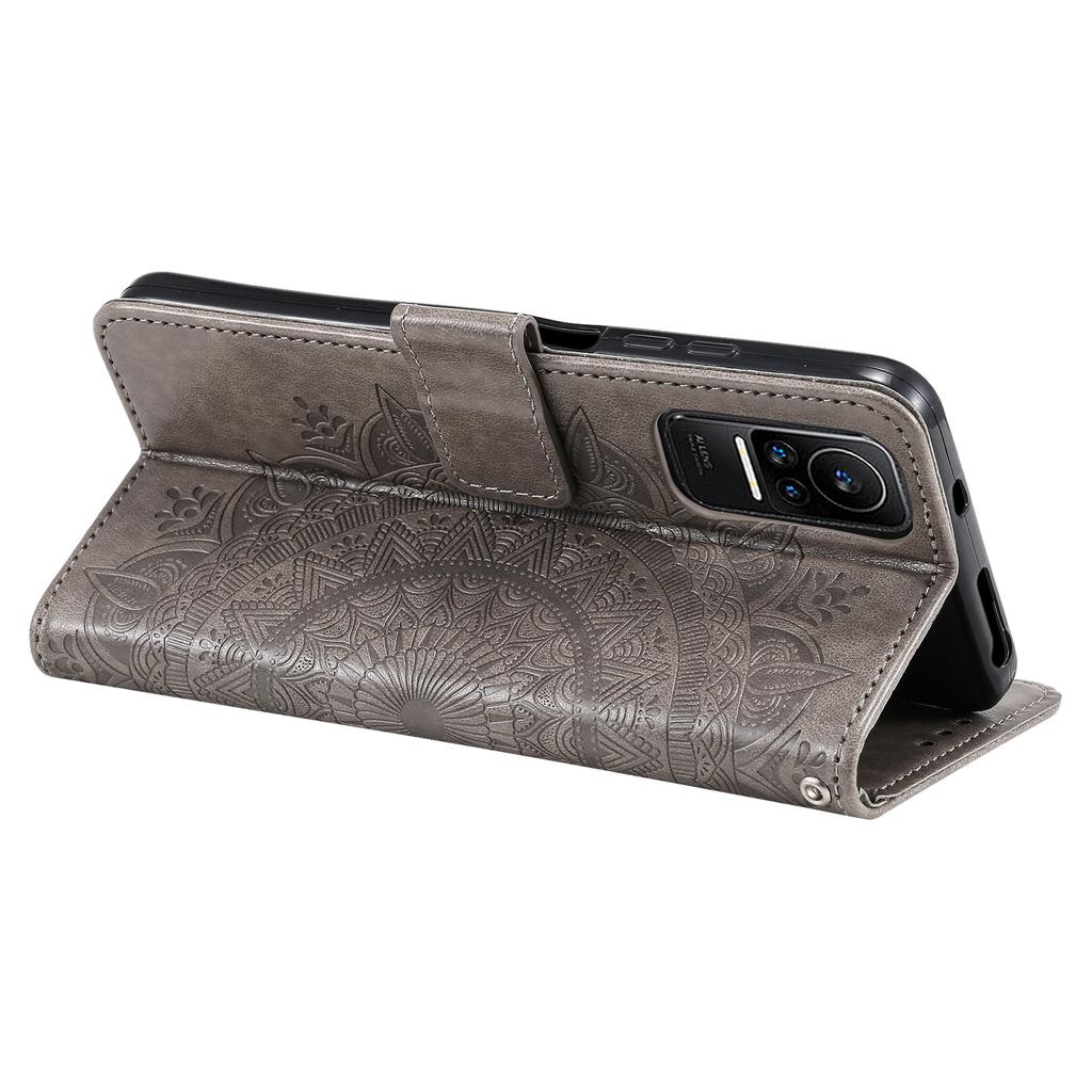 For Xiaomi 13 Lite/Civi 2 5G Imprinted Mandala Flower Pattern Leather Phone Case Wallet Stand Phone Cover with Strap