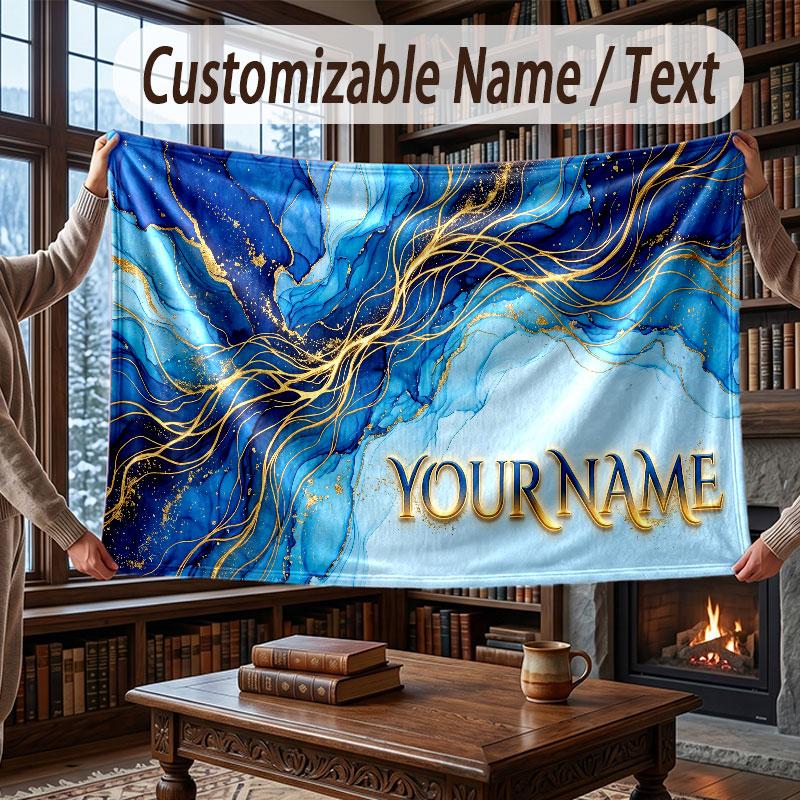 Decorative Artwork Theme Throw Blanket Custom Name Text Personalized Blanket Soft Cozy Blanket for Home Sofa Bed