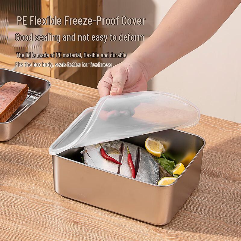 ZISIZ Thickened 304 Stainless Steel Food Container