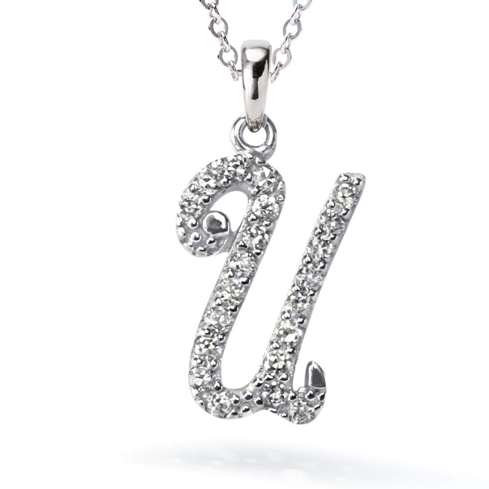 

from New Initial Necklace U Alphabet Platinum Processed 925 Silver Metal Hypoallergenic Gift [Gift York] Women s Women s