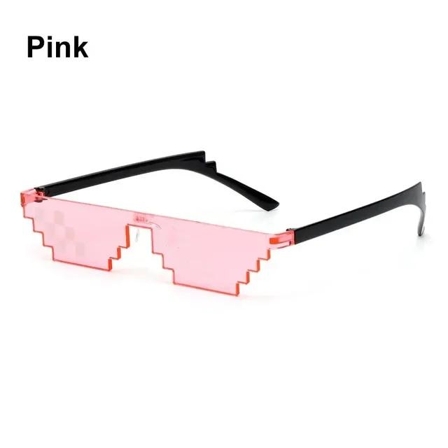 Cool Fashion Unisex Punk Sunglasses Square Individuality Mosaic Sunglasses Code Pixel Glasses for Women Men Amagi