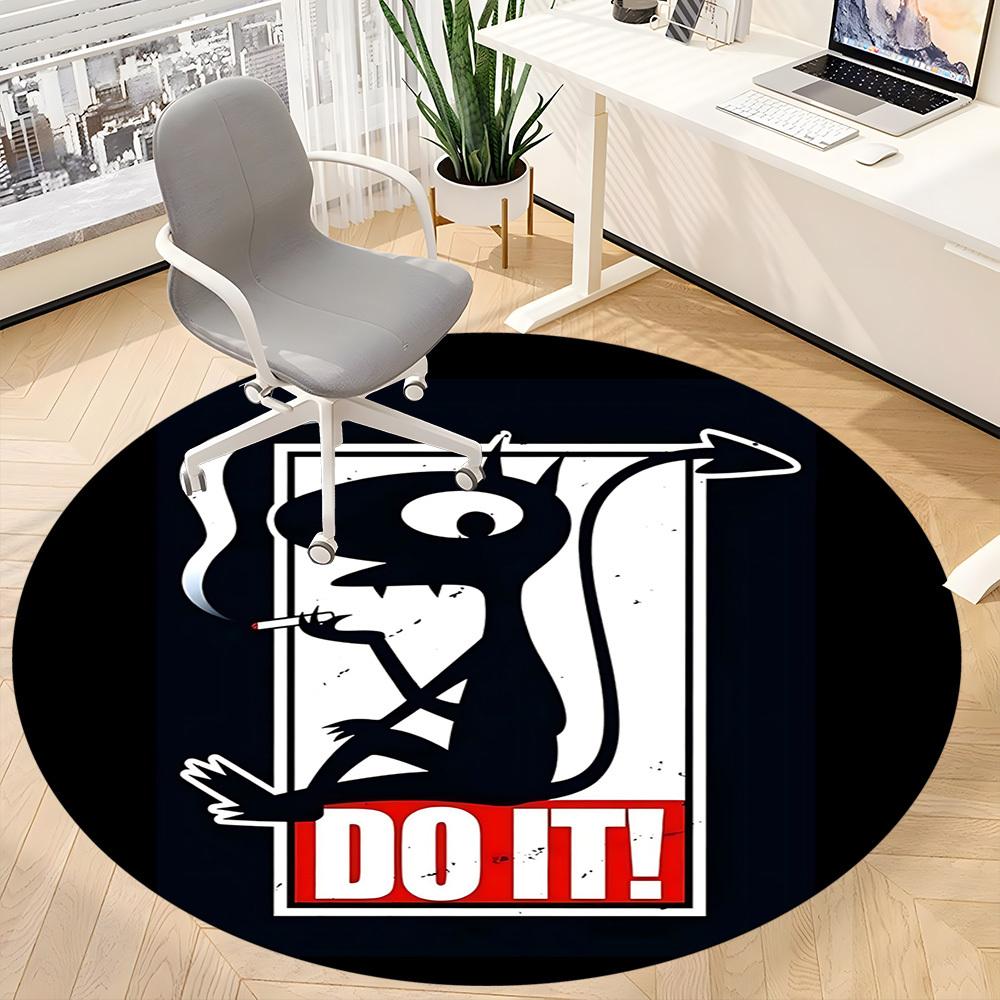 1pc Devil Smoke Office Round Area Rug,  Mat Suitable For Office, Under Office Chairs Bedroom Living Room Home Decor, Room Deco