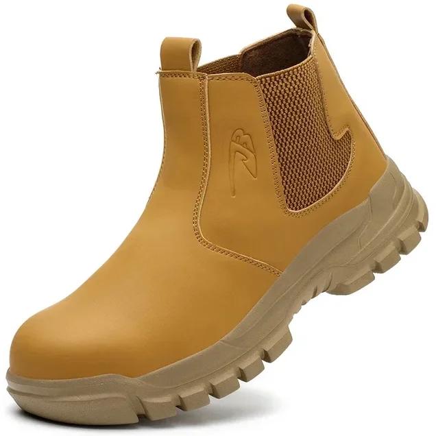 

New Fashion Waterproof Security Work Safety Boots Protective Leather Boots Anti-smash Anti-puncture Industrial Shoes 38
