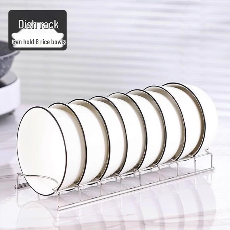 Stainless Steel Bowl & Dish Storage Rack - Kitchen Organizer & Plate Holder