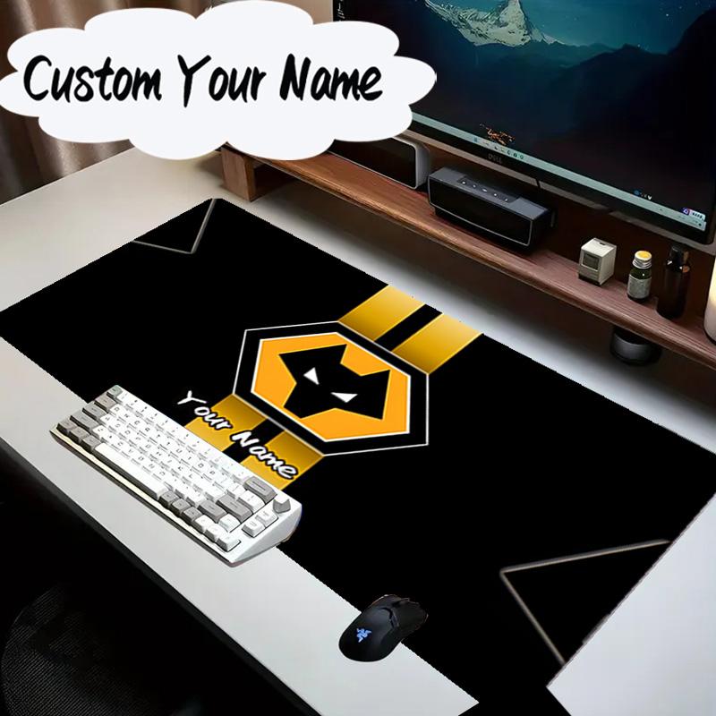 Custom Name Mouse Pad Flaming Wolves Emblem Wanderers Mouse Pad Desk Mat, Non-Slip Rubber Backer Pad For Computer Notebook Gaming Mouse Pad Gift