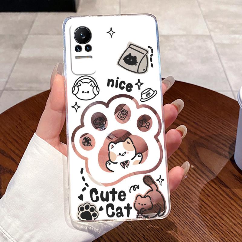 Casing For Xiaomi Mi Civi / 1S Ultra Thin Clear Transparent Aesthetic Cute Cat Astronaut Phone Case Back Protective Cover Shell