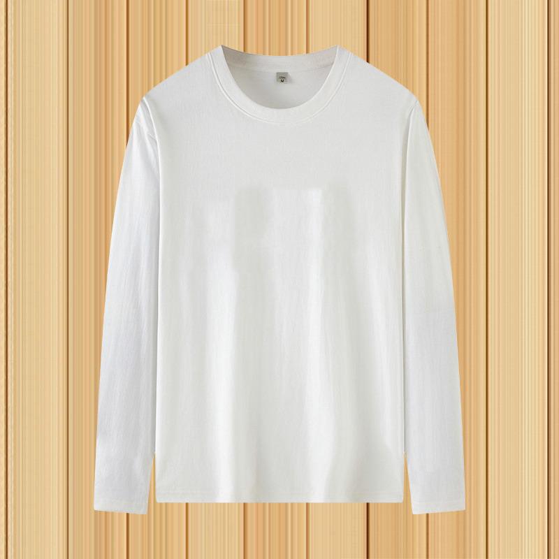 Men's Solid Color Long Sleeve T-Shirt, Imitation Cotton Milk Silk, Round Neck, Spring/Autumn, Large Size, Soft Fabric.