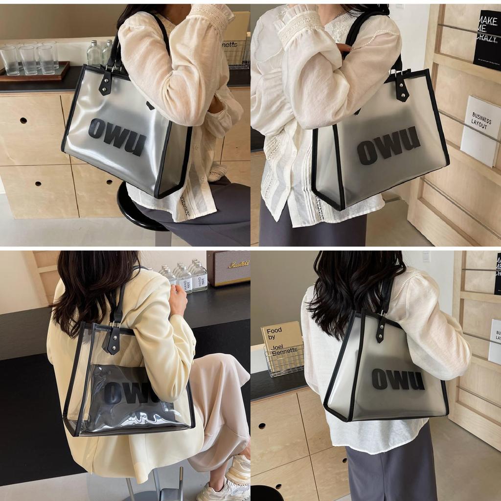 Large Capacity Transparent Jelly Tote Bag For Women Stylish Summer Shoulder Bag