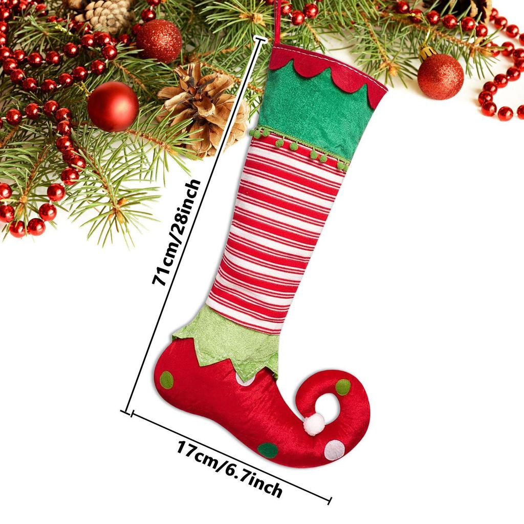 Elf-Shaped Christmas Sock Ornament Gift Bag