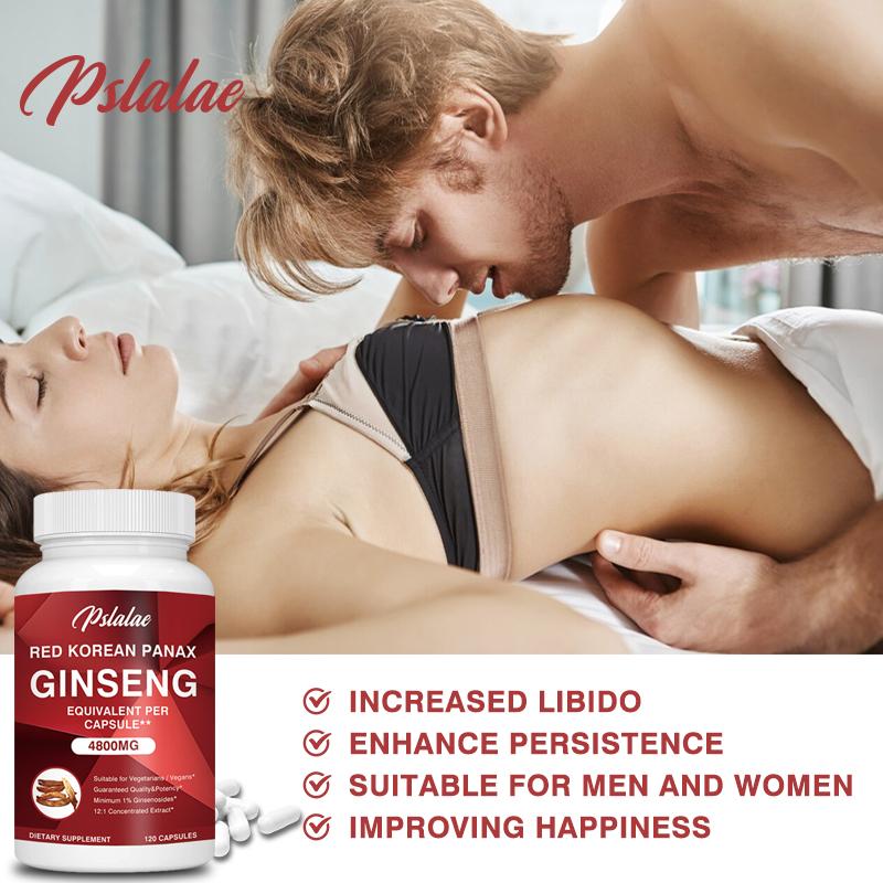 Pslalae RED KOREAN PANAX GINSENG, 120 Vegan Capsules, Muscle Building, Focus and Mood Support, 1% Ginsenosides