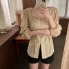 Korean Series Chic Chic Top Women Autumn French Sle Gentle Sweet Temperament Lapel Lace-up Waist Hugging Slimming Long Sleeve