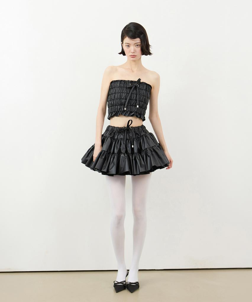 Leobyui Cabbage Tiered Skirt Black