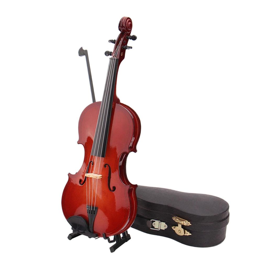 Mini Violin Model Ornaments Gifts Craft Tiny Violin Musical Instrument Model for Home Decor