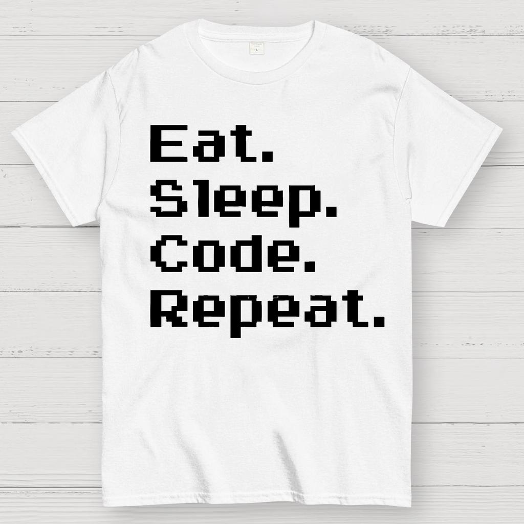 Eat Sleep Code Repeat Cotton Summer Casual Cool Loose T-Shirt