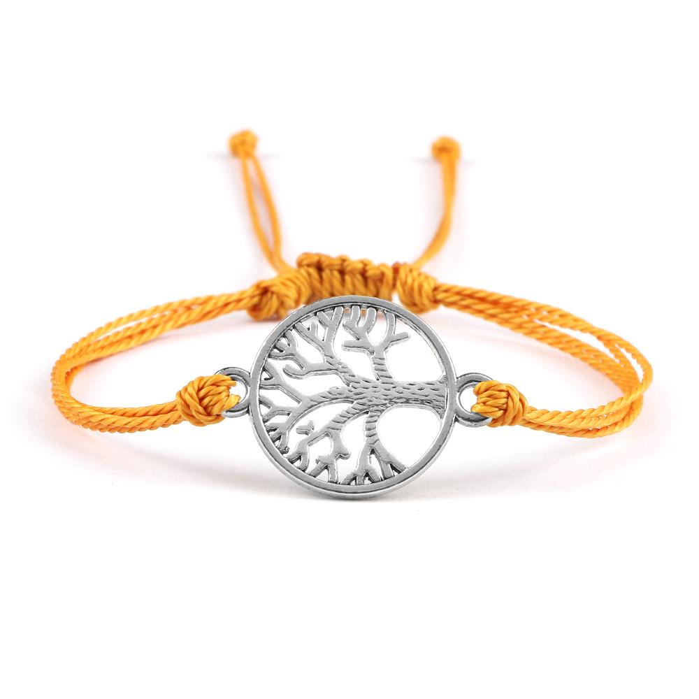 26Colors Wax Thread Braided Bracelets Charm Silver- Tree of Life String Bracelet Adjustable Bangles Friendship Gift Jewelry