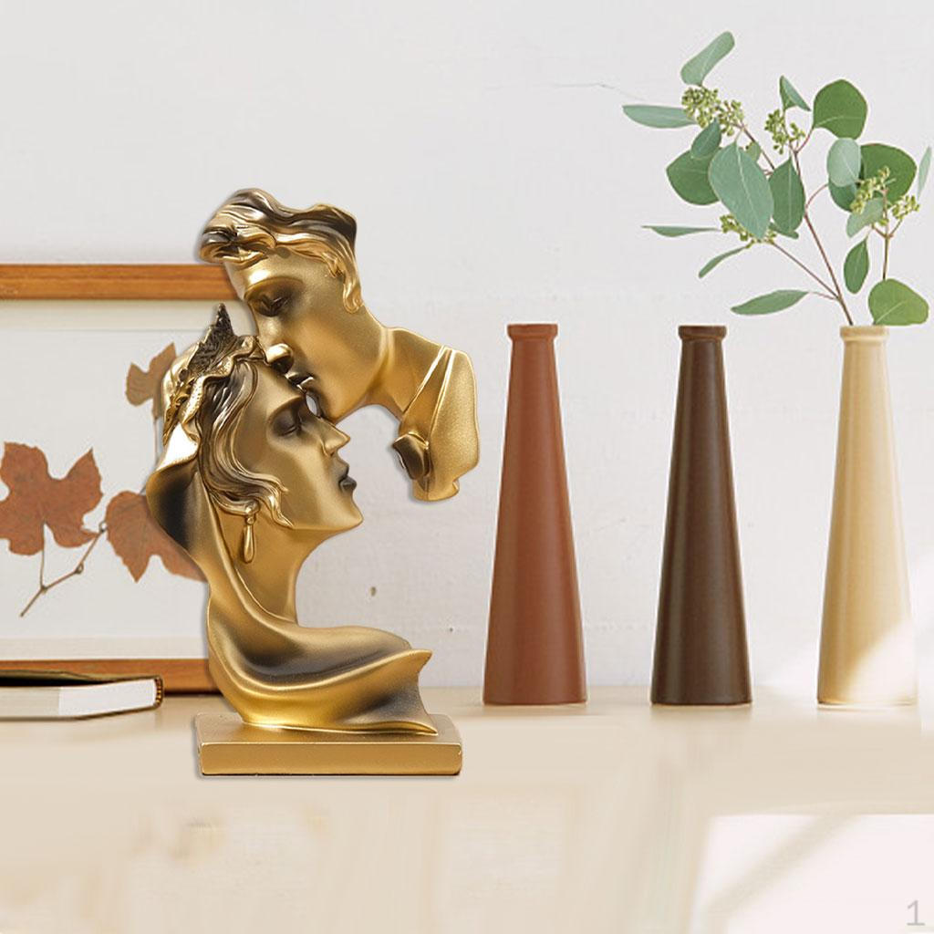 

Couple Statue Abstract Ornament Crafts Sculpture Resin for Wedding Room золотистый