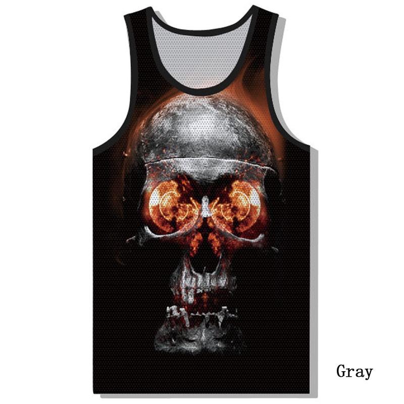Premium Quality Graphic 3d Print Skull Mens Gym Muscle Vest Shirt Sport Fitness Tank Tops