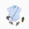 Romper Jumpsuit Short Sleeve Spring Summer Collar Button Boy Baby Kids Children Baby Clothes Girl Casual Cotton 23466 Blue 18Months [Misia Luxury]