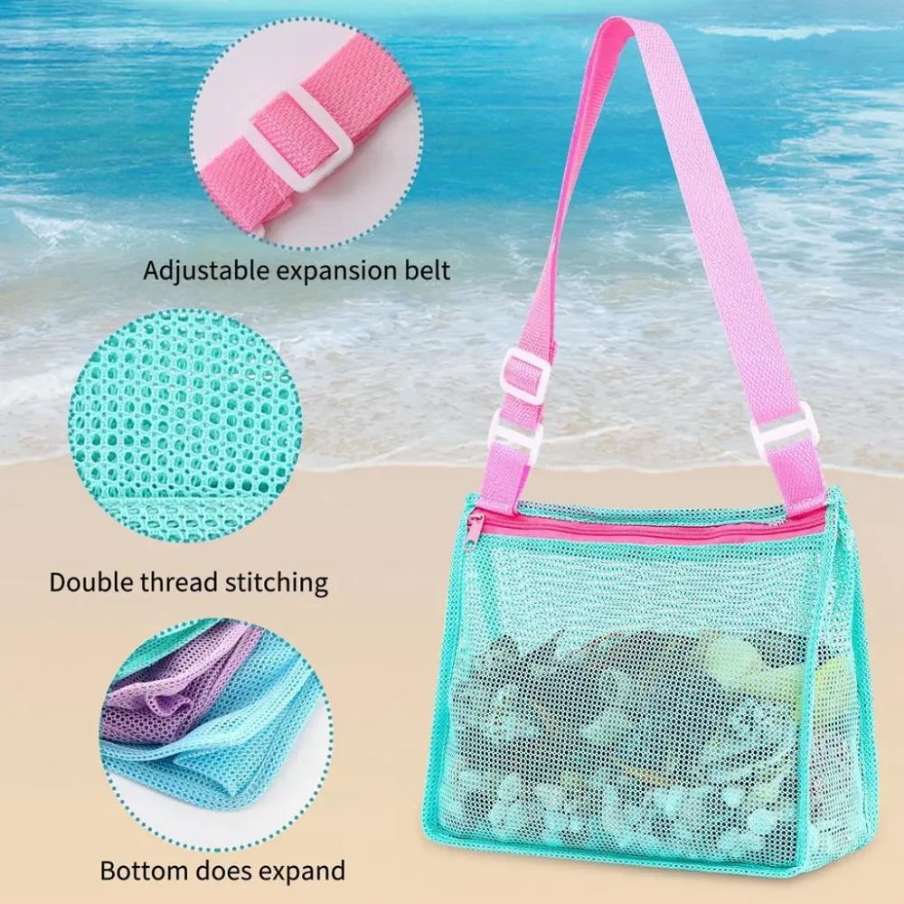 Outdoor Beach Mesh Bag Childen Sand Away Foldable Protable Baby Beach Toys Clothes Bags Kids Toys Storage Sundries Organizers