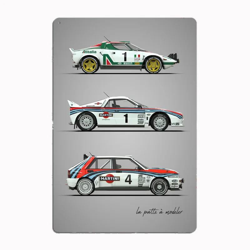 Lancia Classic Sports Quattro S1Rally Car Blueprints Metal Plaque Poster Club Home Bedroom Bar Tin Sign Room Decor Wall Decor