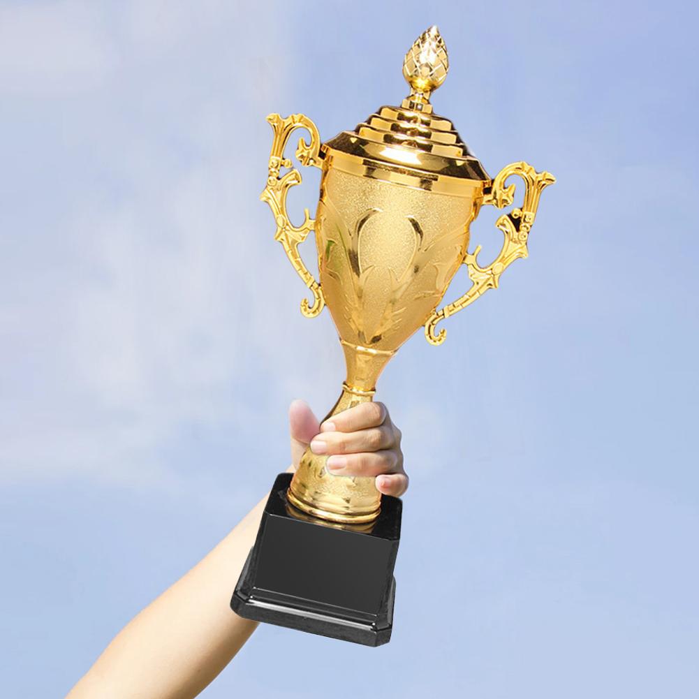 Gold Plastic Trophy Gold Trophy Cup with Lid Basketball Football Trophy Sports Competition Trophy for Competition Race