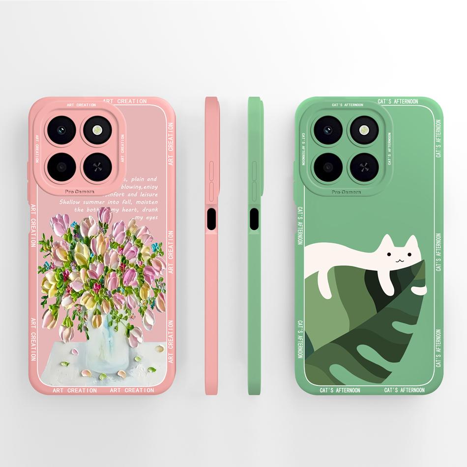 For Honor X6C Phone Case Cute Panda Soft Back Cover High Quality Liquid Silicone Anti Drop Funda Lightweight Couple Bumper Gift