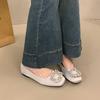 Fashion 2025 NEW Lightweight and Comfortable High Quality Flat Bottom French Style Rhinestone Shoes Women's Summer Rubber Sole Casual