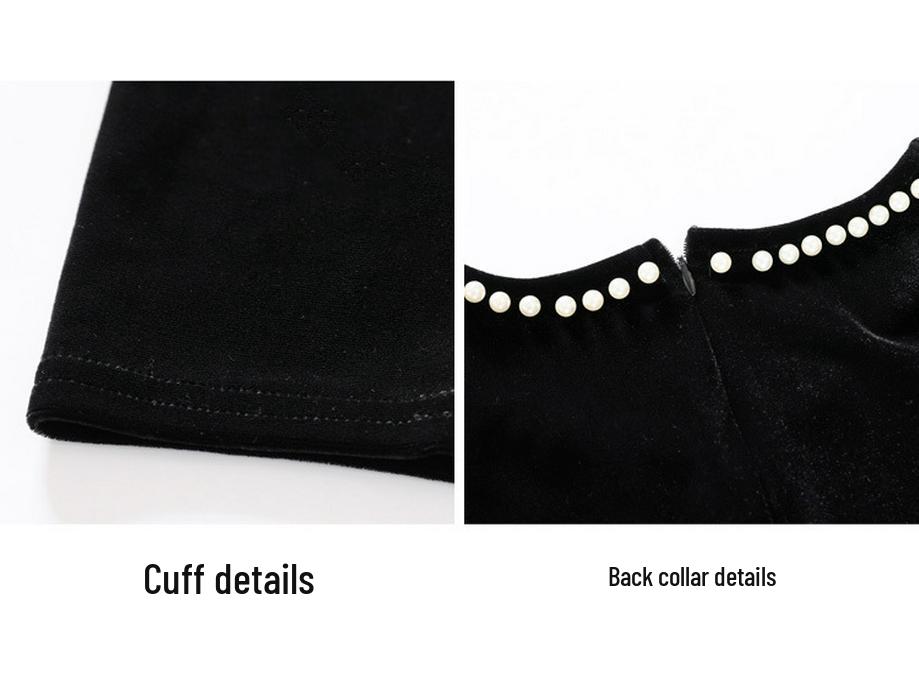 Velvet Hepburn Style Slim Black Formal Dress - Elegant Autumn/Winter Women's Long Dress