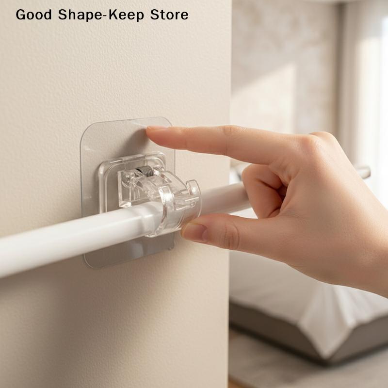 Non Drilling Curtain Rod Hooks 10pcs Household C Shape Curtain Rack Quick Easy Install Holder for Window Drapes and Curtains