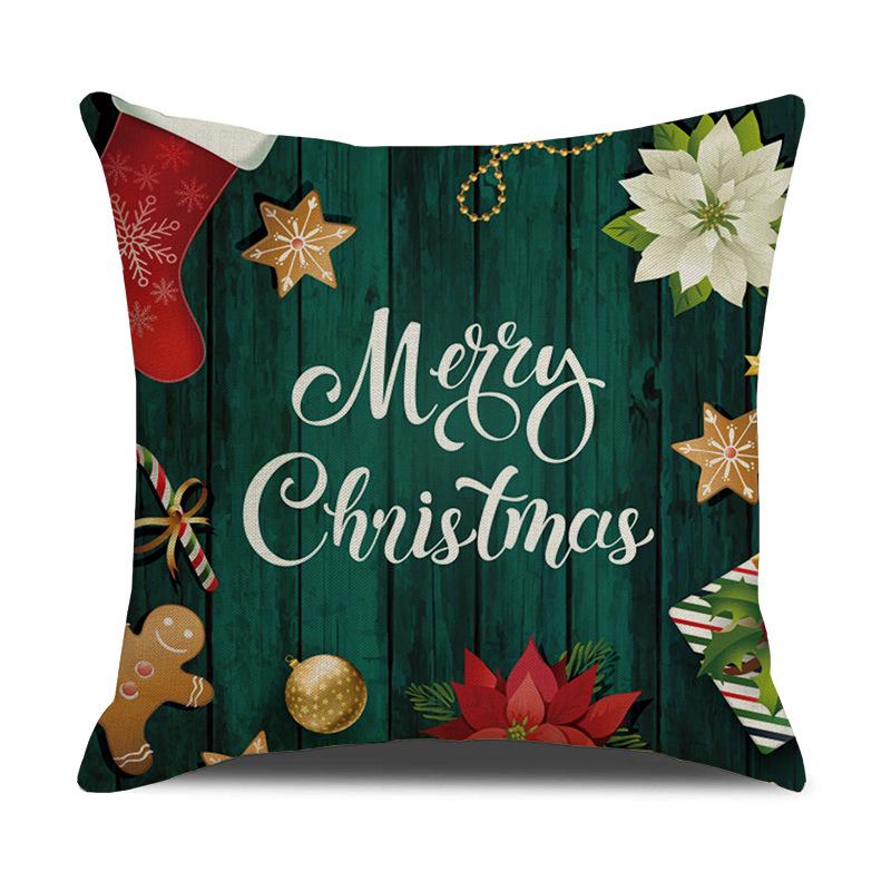 

Christmas Pillow Case Elk Print Sofa Pillow Living Room Decoration Atmosphere Pillow Case 45 * 45Cm (without pillow core)