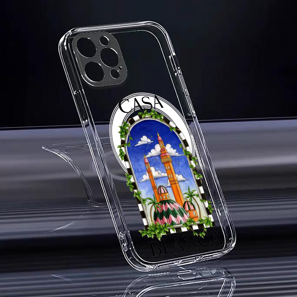 Casablanca Art Handyhülle Für iPhone 17 16 15 14 13 12 Pro Max Plus Mit Magnetischer Kristallklare Hülle Kabelloses Laden