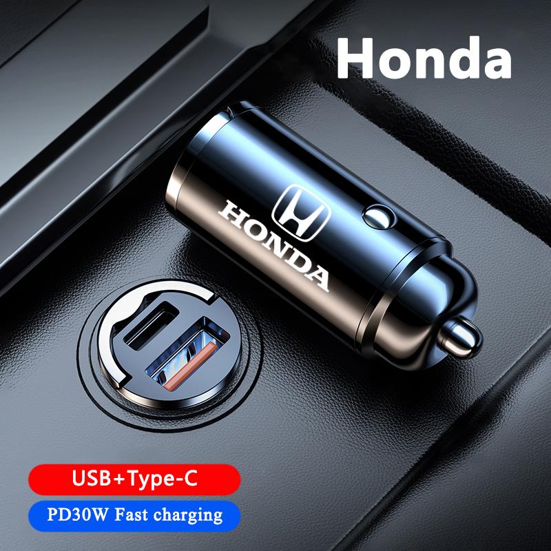 Car Mini Stealth Charger USB Type-C Fast Charging Adapter Accessories For Honda civic accord fit jazz pilot CRV odyssey passport akz256