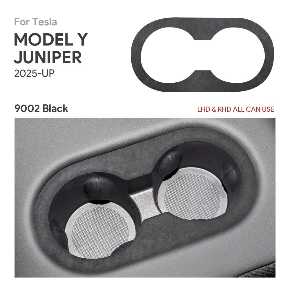 For Tesla Model Y Juniper 2025-Up Italian Top Suede Trim Stickers Rear Seat Water Cup Holder Car interior Protection Accessories Model Y Juniper A