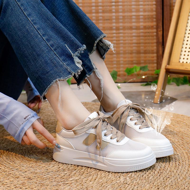 Chaussures d'été blanches respirantes pour femmes, chaussures basses décontractées à plateforme, chaussures à plateforme pour femmes