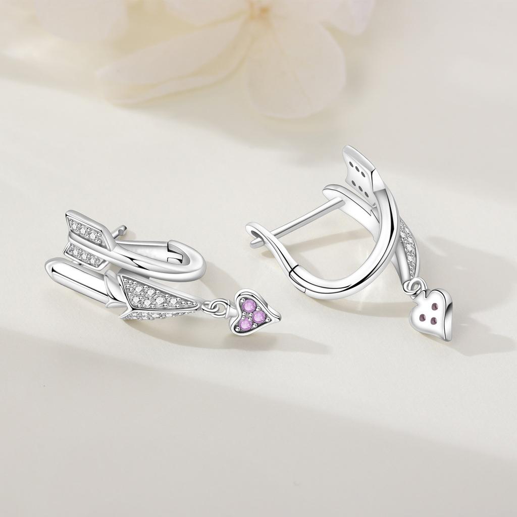 Fashion Copper Silver Plated Drop Earrings Women's Colorful Love Heart Zircon Earrings Fine Jewelry for Wedding Engagement Party