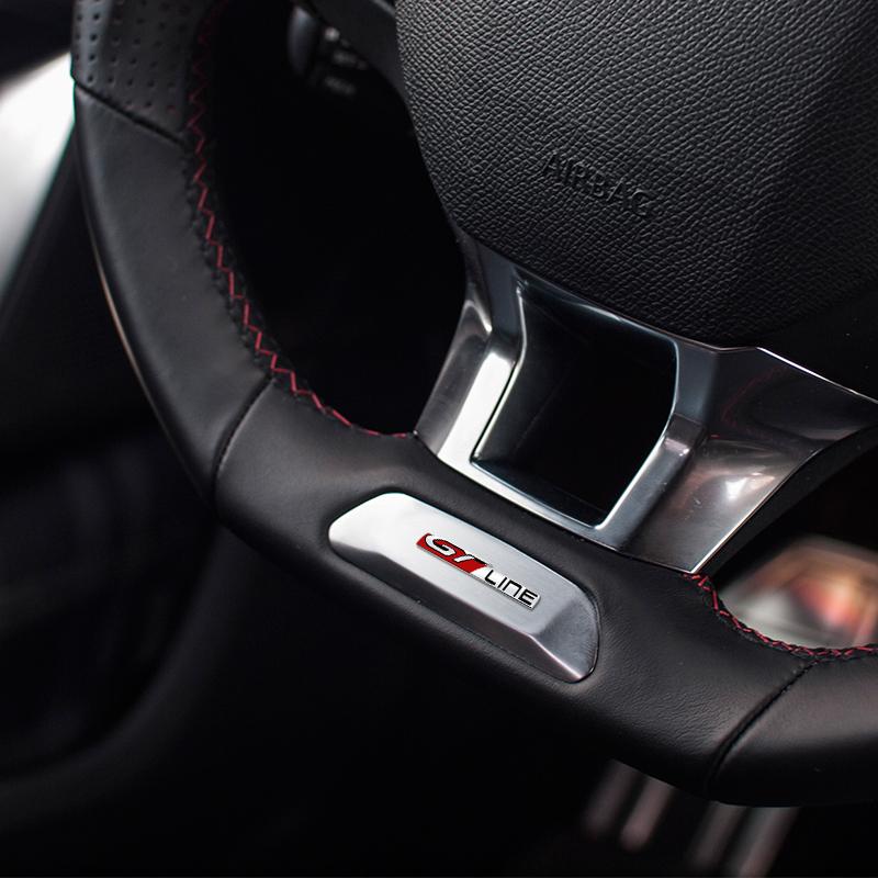 VZQR9 Auto Metal GT LINE Emblem Decor 3D Steering Wheel Center Console Car Interior Sticker For Peugeot 206 208 301 308 RCZ 2008 5008