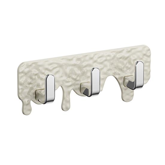 Bathroom Hanger Wall Mounted Towel Hair Tie Hanger Hooks Adhesive with 3 Hooks for Kitchen Utensils