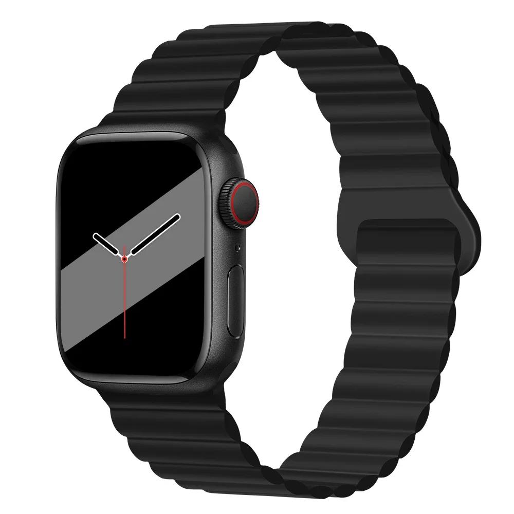 Magnetyczny Pasek Silikonowy Sportowy Bransoletki Do Apple Watch 41mm 42mm 44mm 45mm 46mm 49mm iWatch Seria 11 10 9 8 7 6 5 4se