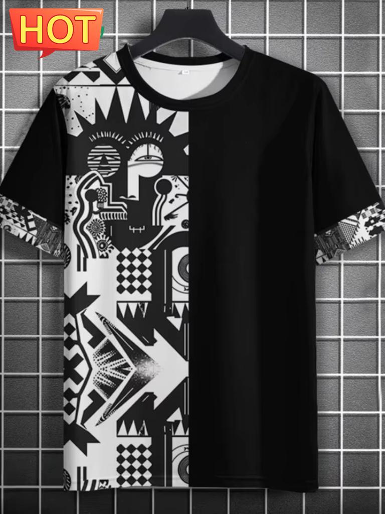 Męska koszulka z nadrukiem graficznym 3D w stylu vintage afrykańskim, letnia, do noszenia na zewnątrz, z krótkim rękawem, męskie topy, nowa moda, męska odzież