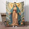 1PC Virgin Mary with Floral Halo Print Blanket Warm Soft Fluffy Kids and Adult Sofa Bed Throw Blanket Outdoor Travel Camping RV