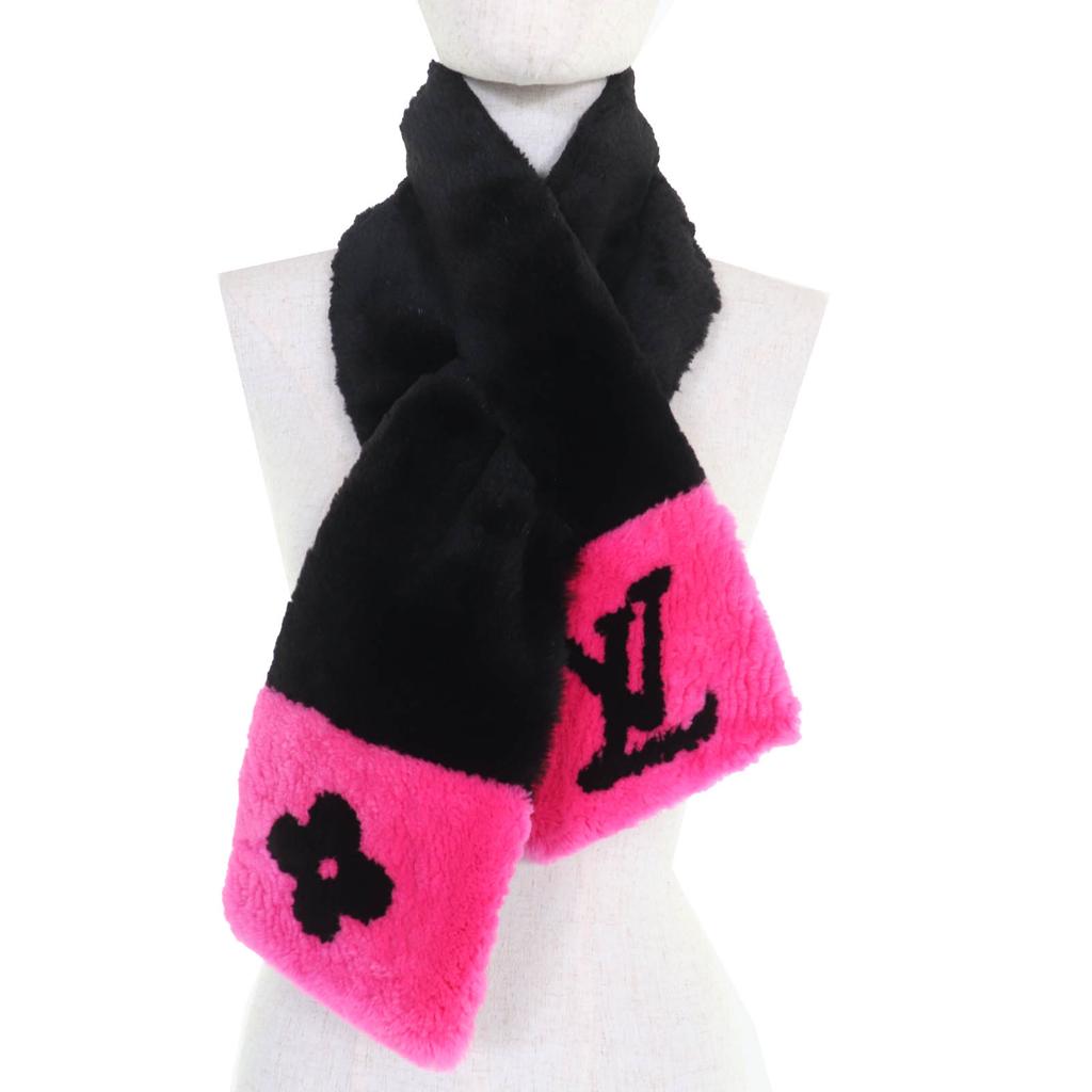 LOUIS VUITTON Scarf LV in the City Black pink Beaver Women M70872 Used