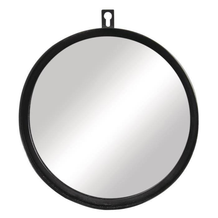 Mirror - Metal - 18cm Ø - Black - Round - To Hang